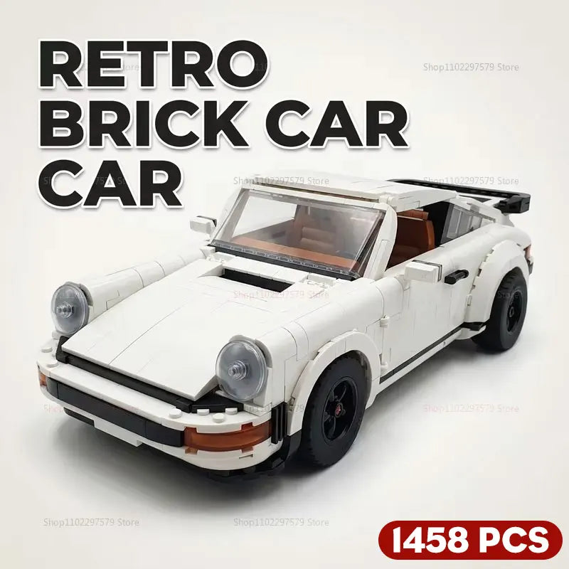 1458PCS Retro Car Building Blocks Set - 2-in-1 Classic Race Car STEM DIY Toy for Teens & Adults