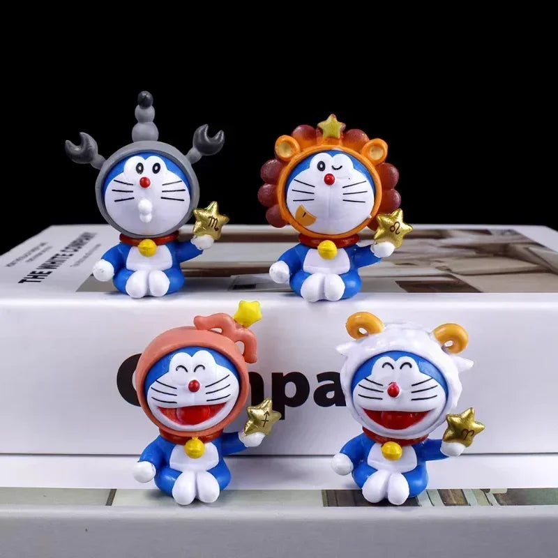 12PCS Doraemon Zodiac Anime Action Figure Set – Cute Kawaii PVC Collectible Cartoon Toy Models for Kids Gifts