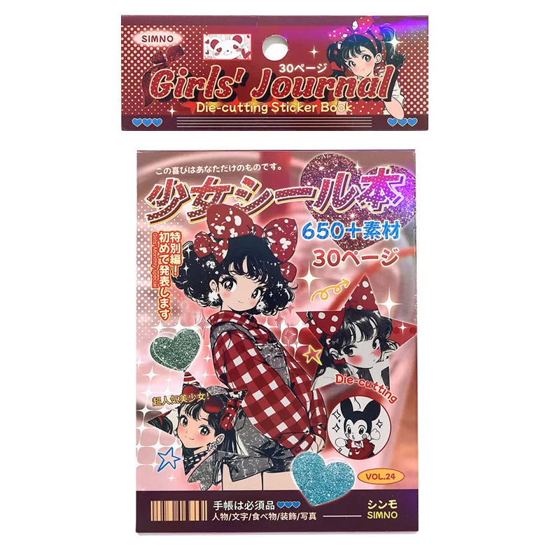 30 Sheets Japanese Style Sticker Book - Cute Cartoon Die Cut Stickers for DIY Scrapbooking Journals & Crafts