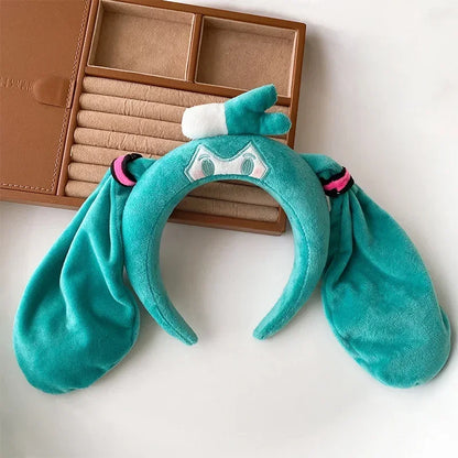 Hatsune Miku Cute Plush Hairband — Soft Headband for Spa, Yoga, Face Washing & Girls Gift
