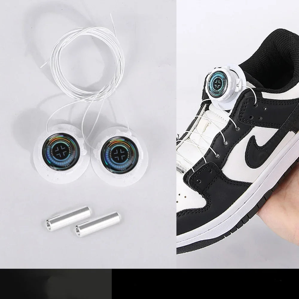 Rotating Metal Wire Swivel Sneaker Laces – No Tie Automatic Buckle for Kids & Adults, Quick Lock Shoestrings