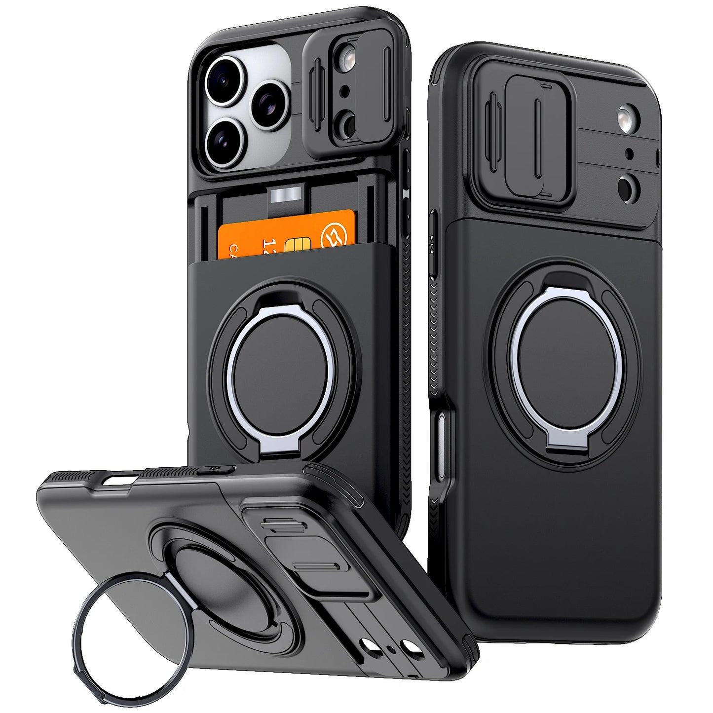 Luxury Wallet Case for iPhone 18 17 16 15 14 13 12 Pro Max 17E 16E 17 Pro - Shockproof Armor Card Holder Stand Cover