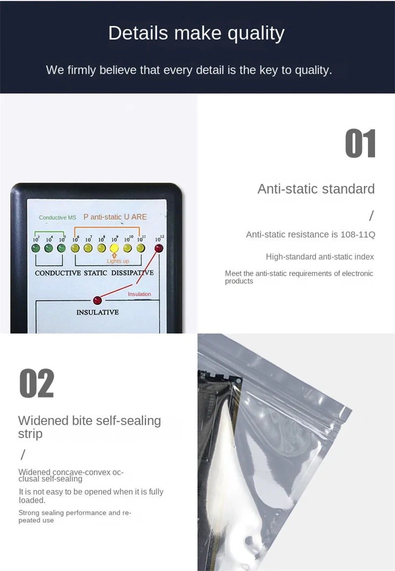 Transparent Anti-Static Shielding Bags – ESD Self-Sealing Pouches for Storage of Small Electronics & USB Accessories