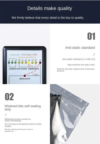 Transparent Anti-Static Shielding Bags – ESD Self-Sealing Pouches for Storage of Small Electronics & USB Accessories