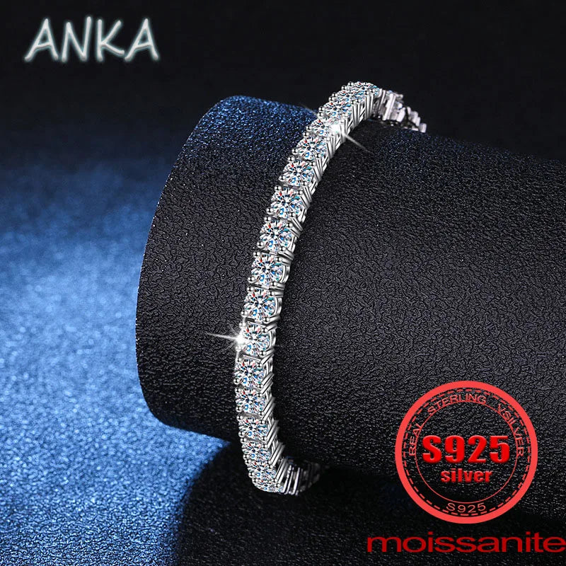 Sterling Silver 925 Moissanite Tennis Bracelet – 0.3CT Full Row Sparkling Moissanite Jewelry