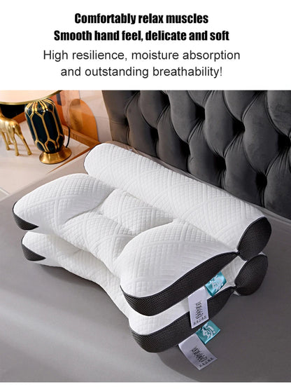 Anti-Traction Sleep Neck Care Pillow – Zoning Design, Washable Adult Pillow Core, Knitted Low Pillow for Home & Hotel