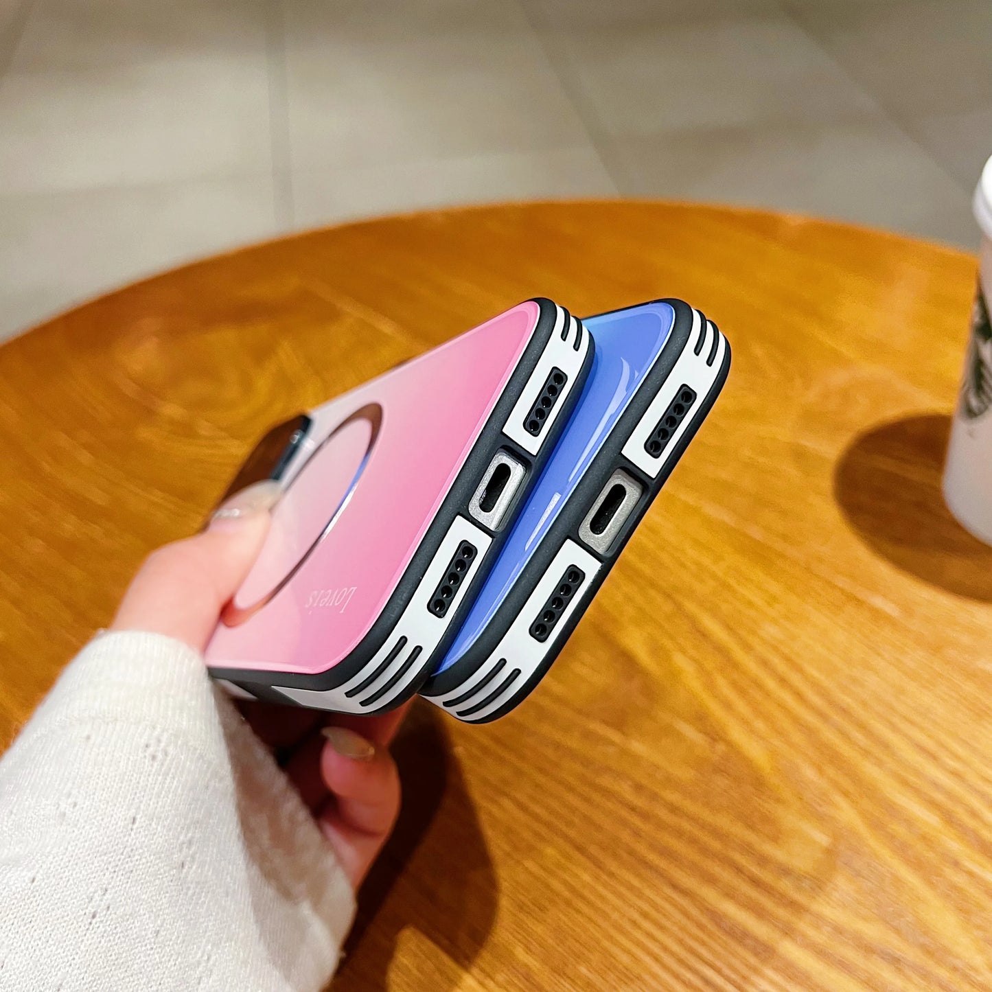 Luxury Large Window MagSafe Phone Case for iPhone 18 17 16 15 14 13 12 Pro Max Plus - Magnetic Gradient Streaming Protective Cover