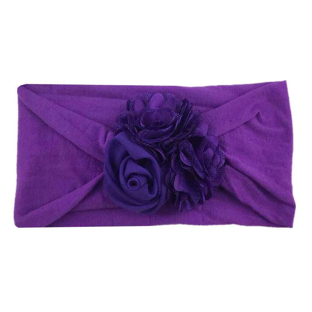 Baby Girls Soft Stretch Flower Headband Wide Nylon Knot Headwrap Kids Hair Band Newborn Photo Prop Accessories