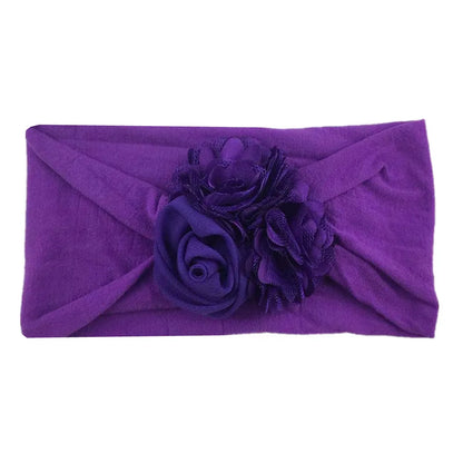 Baby Girls Soft Stretch Flower Headband Wide Nylon Knot Headwrap Kids Hair Band Newborn Photo Prop Accessories