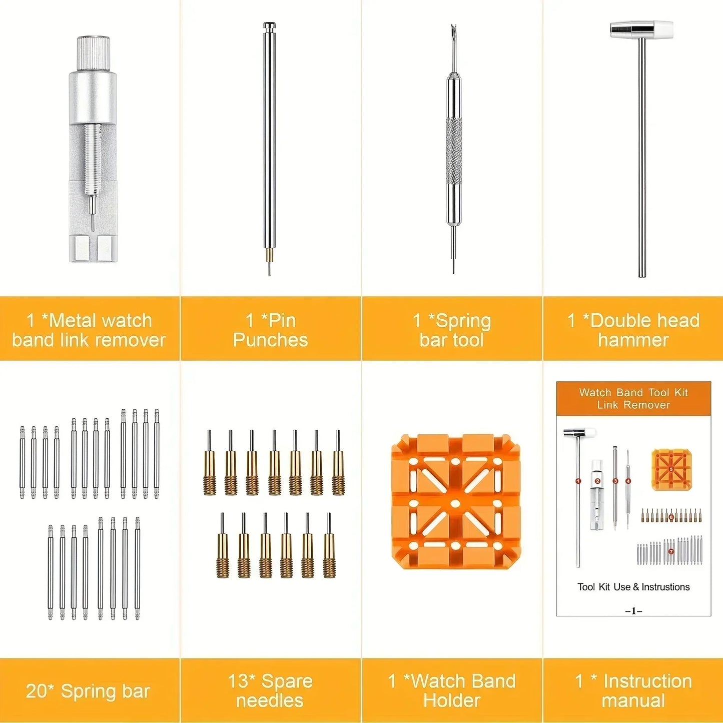 Watch Repair Tool Kit – Link Band Pin Remover & Adjuster for Professional Watchmaking