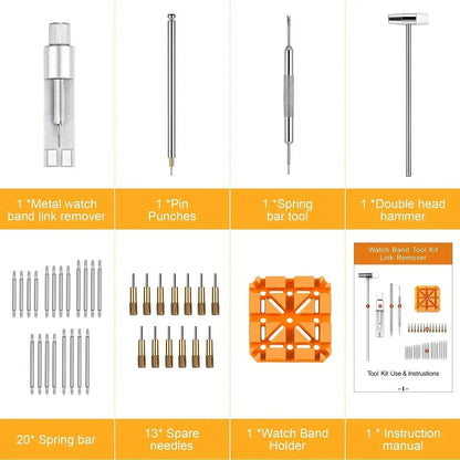 Watch Repair Tool Kit – Link Band Pin Remover & Adjuster for Professional Watchmaking