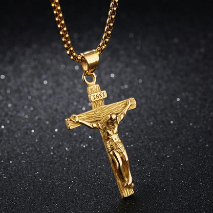 Premium Cross Necklace for Women - 18K Gold Plated Trendy Gold Cross Pendant Chain for Girls, Crucifix Necklace