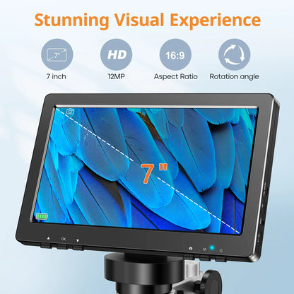 Hayve 7” Digital Microscope 1200X Zoom – 12MP HD Electronic Magnifier Camera for Soldering, PCB & Phone Repair Inspection Tool