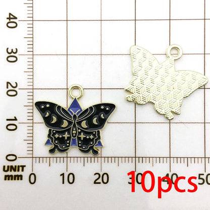 10–12 Piece Halloween Enamel Charms Set - Colorful Moth and Butterfly Pendants for DIY Jewelry Making & Crafts