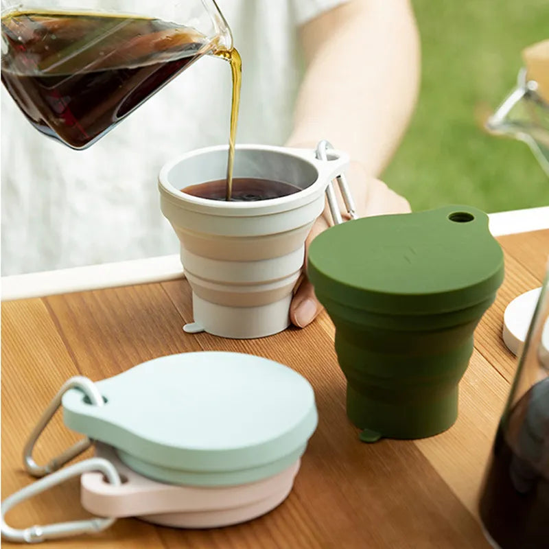 SHIMOYAMA 150ML Folding Cup - Portable Teacup with Lid for Outdoor Travel and Coffee on-the-go