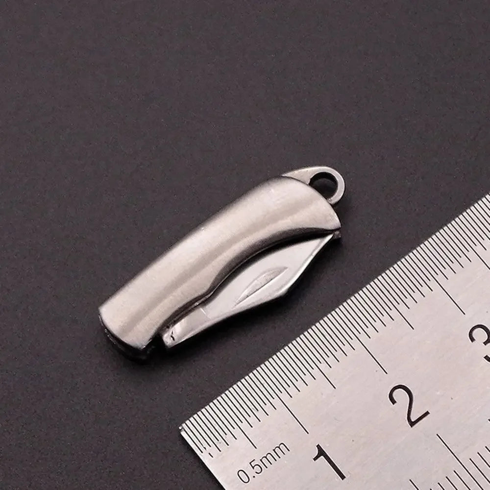 Stainless Steel Folding Knife Keychain - Multifunctional Portable Paring, Unboxing & Utility Tool