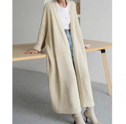 Thick Loose Long Cardigan Sweater Coat – Long Sleeve Warm Knit Outerwear, V-Neck Casual Office Jacket for Women, Fall & Winter