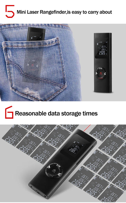 40M/60M Mini Smart Laser Distance Meter | Portable USB Rechargeable Infrared Rangefinder