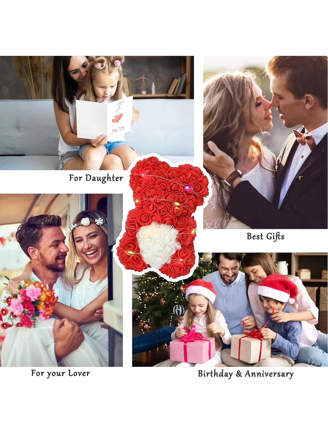 25cm Eternal Rose Teddy Bear – Artificial Flower Gift for Mom, Mother’s Day, Birthday, Valentine’s & Anniversary