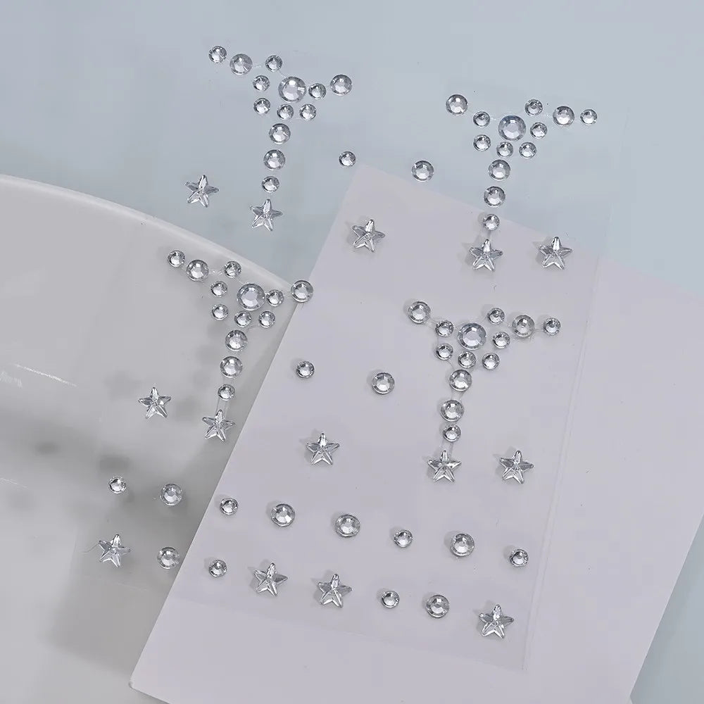 3D Holographic Teardrop Rhinestone Stickers - Self-Adhesive Crystal Diamond Face, Eye & Hair Decoration Tattoos