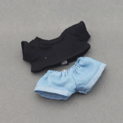 15-17cm Labubu & 10cm Cotoon Doll Clothes — Kpop EXO Idol Doll Outfit Set, T-Shirt & Denim Shorts Accessories