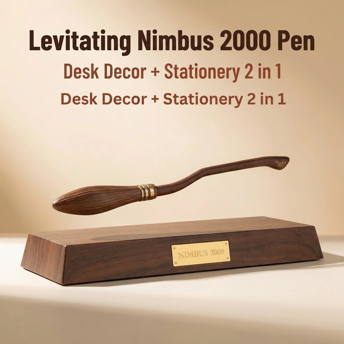 Nimbus 2000 Floating Broom Pen - Magnetic Levitating Ballpoint Pen, Desk Toy & Gift