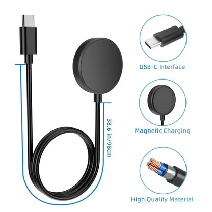USB-C Samsung Galaxy Watch Charger - Replacement Charging Cable for Galaxy Watch 7, 6 Classic, 5 Pro, 5, 4 Classic, and 4