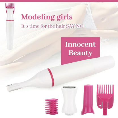 5-in-1 Women’s Painless Electric Hair Remover & Epilator — Portable Razor Trimmer for Legs, Bikini & Body Care