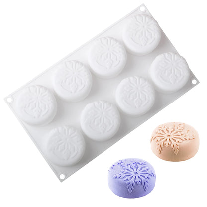 Christmas Snowflake Silicone Cake Mold – Cylindrical French Mousse Dessert Baking Tool for Holiday Bakeware