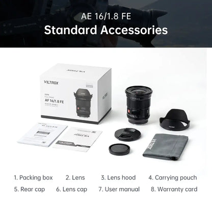 Viltrox AF 16mm F1.8 FE Lens – Full Frame Wide-Angle Fisheye for Sony E ZVE10, A7IV, A7SIII Mirrorless Cameras