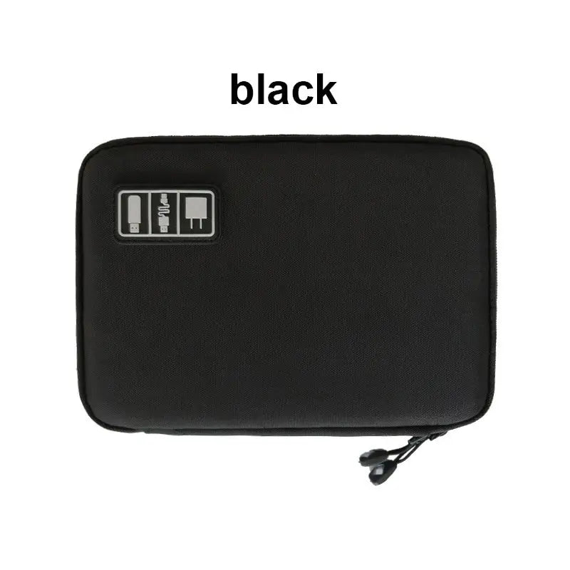 Black & Green Portable Storage Bag – Waterproof Electronic Accessory Organizer for USB Cables, Chargers & Travel