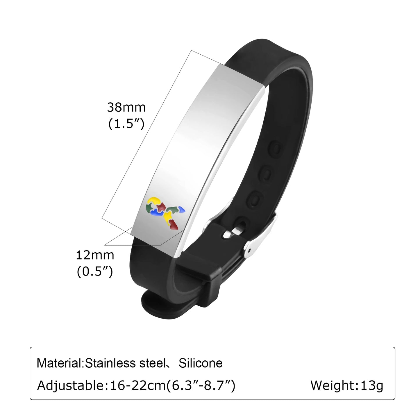 Personalized Autism & Asperger’s Medical Alert Bracelet for Kids – Adjustable Engraved Silicone ID Bracelet for Boys & Girls Gift