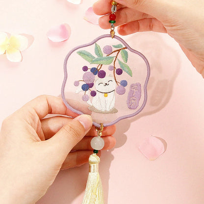 Handmade Embroidered Amulet DIY Kit – Easy Needlework Sewing & Car Pendant Needlepoint for Beginners