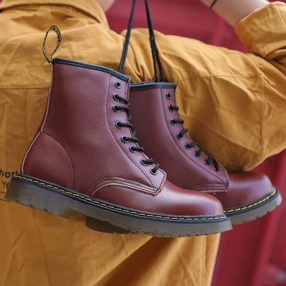 Men's Genuine Leather Six-Hole Boots – Classic British Style Riding Ankle Boots for Outdoor Wear, Size 35-48