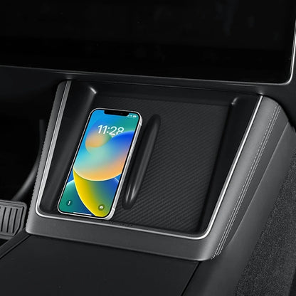 Silicone Wireless Charging Mat for Tesla Model Y Juniper 2025–2026 & Model 3 Highland - Anti-Slip Center Console Protector Pad