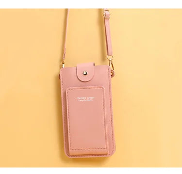 Women's Soft Leather Wallet Crossbody Bag – Touch Screen Phone Purse with Shoulder Strap