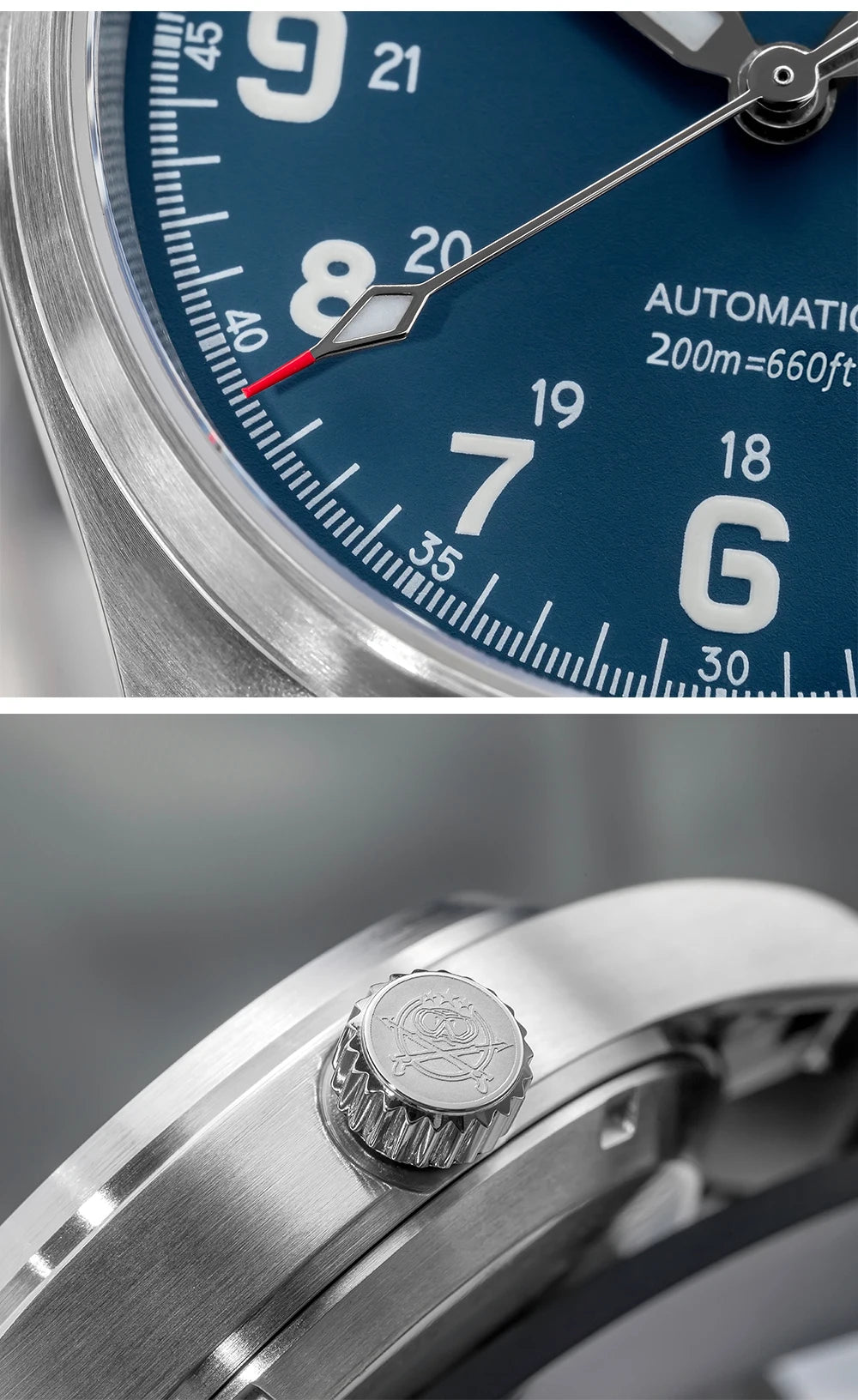 ADDIESDIVE AD2070 Men’s Automatic Mechanical Watch – Sapphire Crystal, 20Bar Waterproof, Super Luminous Stainless Steel