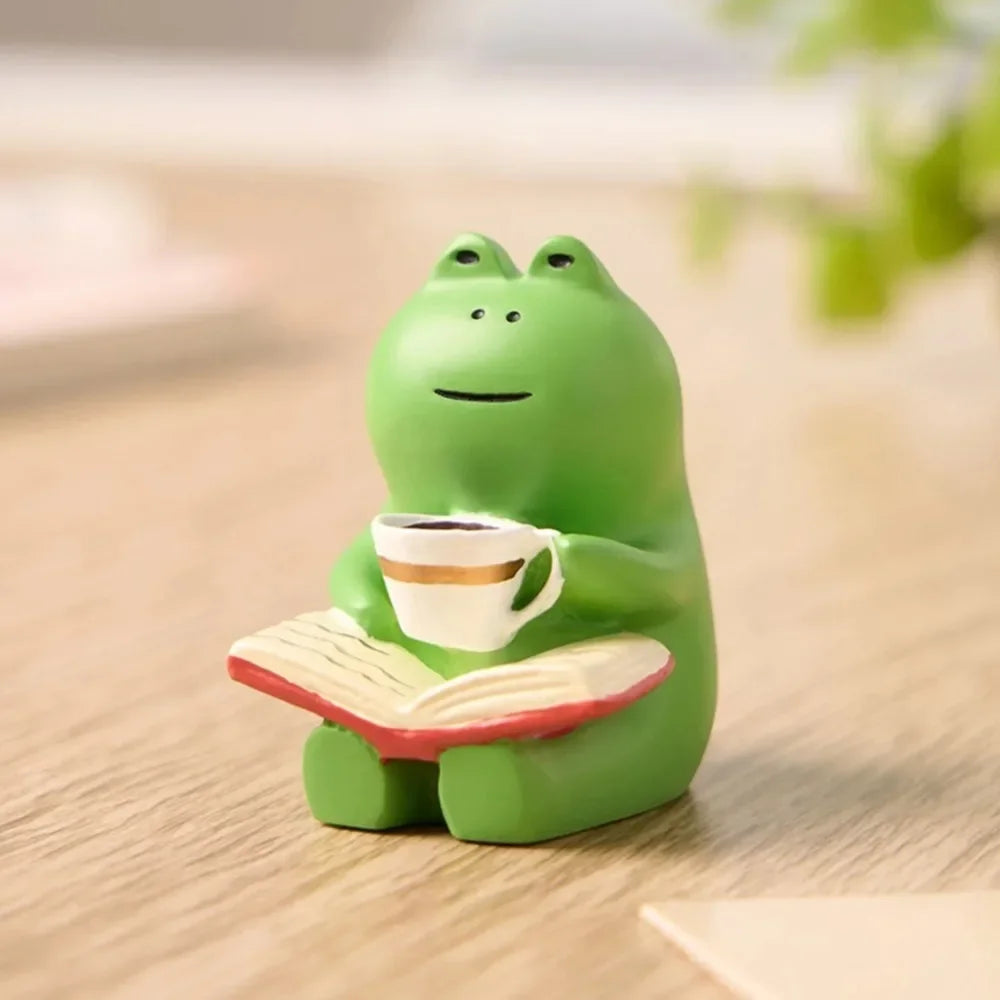 Frog Rocker Chair – Cute Healing Mini Decoration for Office Desk or Car Center Console
