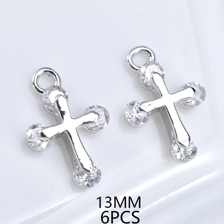 24K Champagne Gold Cross Charms - Small Brass DIY Jewelry Pendants & Craft Accessories