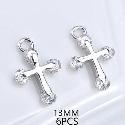 24K Champagne Gold Cross Charms - Small Brass DIY Jewelry Pendants & Craft Accessories