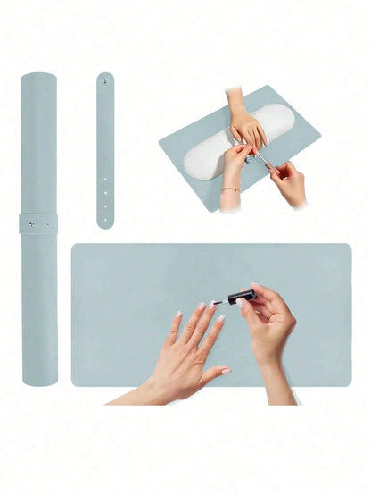 Portable Nail Art Armrest Mat - 1/2PCS Foldable Soft Microfiber Leather Table Pad for Nail Salons