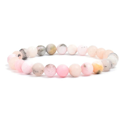 Natural Stone Bead Bracelet - Amethyst Crystal Quartz Aquamarine Jade Agate Elastic Bangle Jewelry for Women & Men
