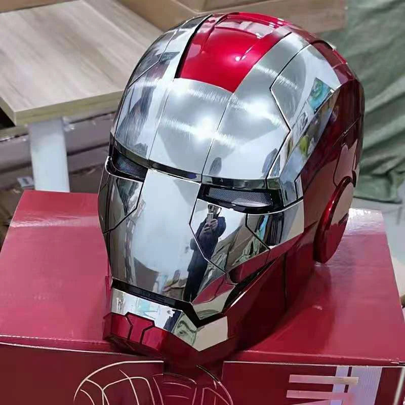 1:1 Iron Man Helmet Mk5 to Mk50 – Avengers War Machine Cosplay with Electric Open/Close, English Voice & Remote Control, Christmas Gift Toy
