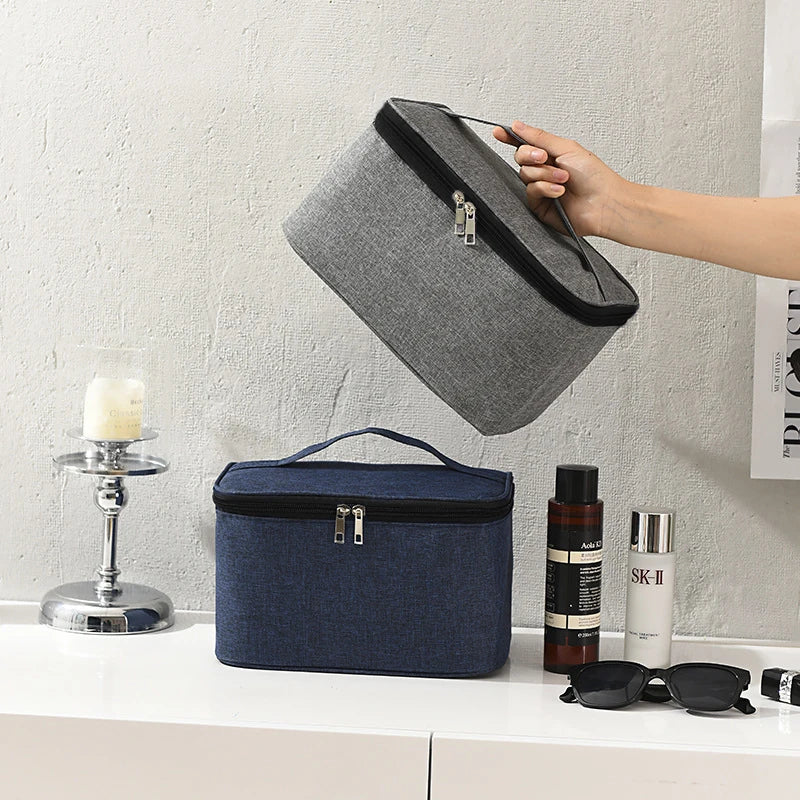 Men’s Business Travel Toiletry Bag – Double-Layer Large Capacity Cosmetic & Storage Handbag, Oxford Cloth