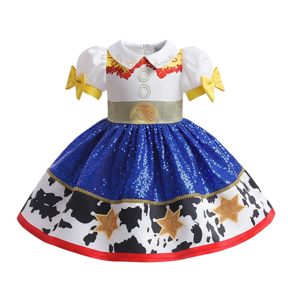 Jessie Cowgirl Costume Dress for Girls - Toy Story Inspired Halloween Cosplay Party Outfit