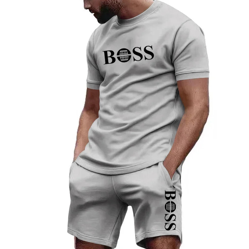 Men's 2-Piece Sportswear Set – Short-Sleeve T-Shirt & Pants for Running & Fitness, Summer 2024 Deal