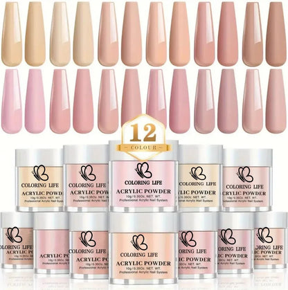 50g/100g Nude Nail Acrylic Powder Bulk Set – 4-in-1 Solid Crystal Extension, Dipping & Engraving Nail Art Monomer Wholesale