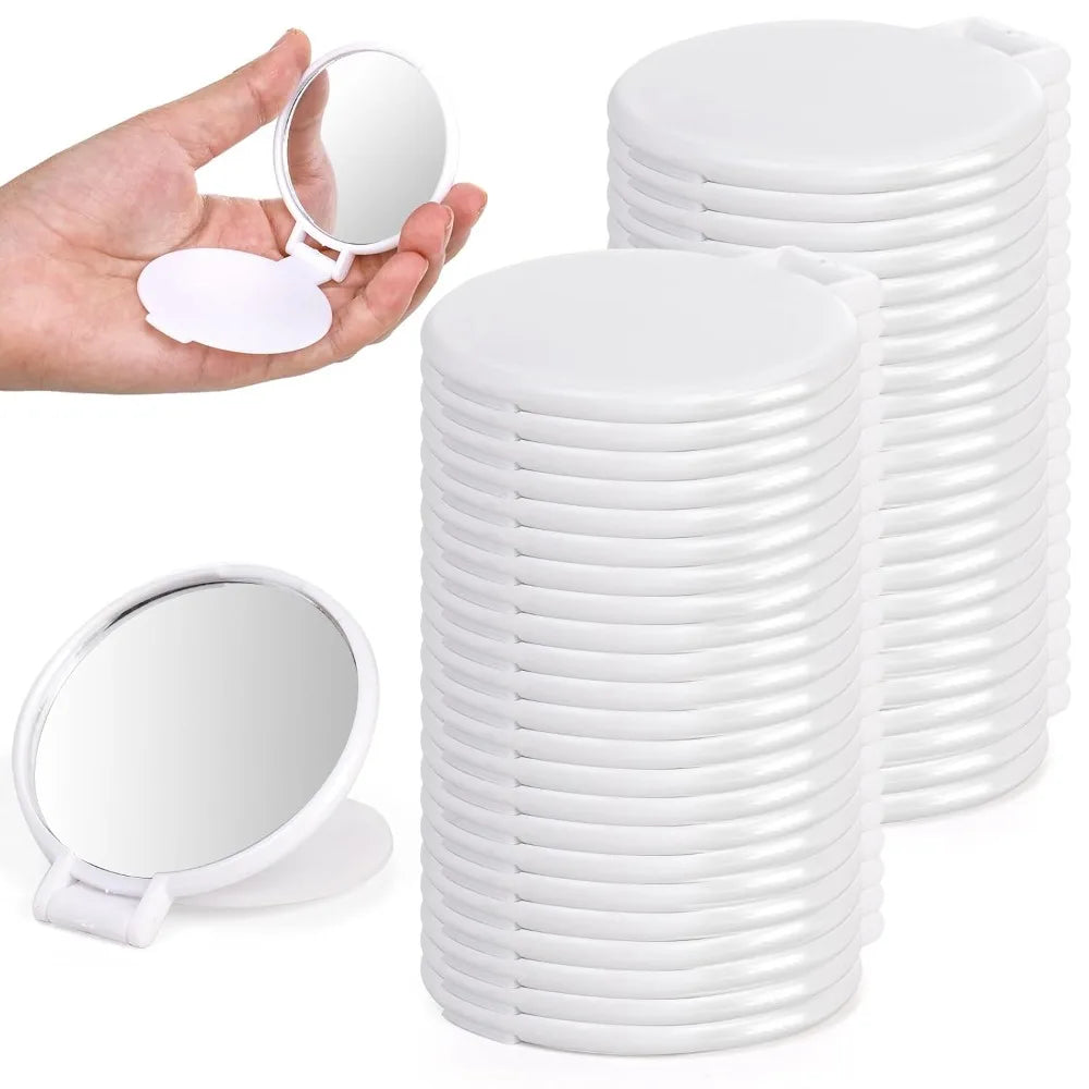 Mini Round Folding Compact Mirror - Bulk Makeup Mirrors for Purse, Travel & Daily Use for Women and Girls