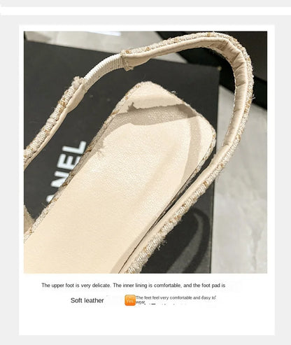 Sea Salt Blue Pointed High Heel Sandals – Women's Fashion Versatile Hollow Back Casual Shoes