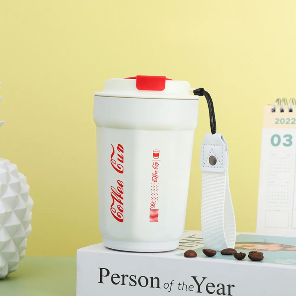 Stainless Steel Thermos Coffee Mug – Leakproof Double Wall Vacuum Travel Cup Portable Insulated Belt Carry Tumbler
